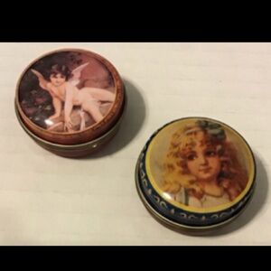 Vintage Victorian Style Raphael Cherib Angel Pill Box Tins
